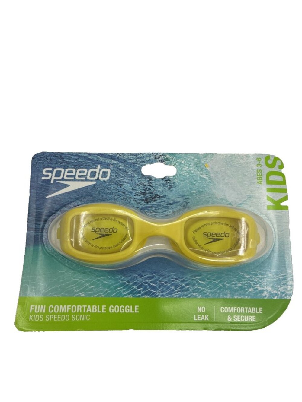 Speedo Kids Sonic Swim Goggles Yellow Ages 3-6 No Leak UV Protection New